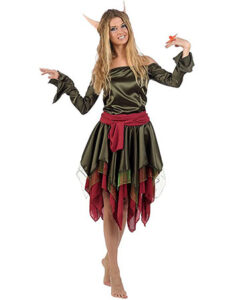 elfa disfraz elfas adultas traje vestido elfa del bosque corto verde rojo Disfraces de elfos