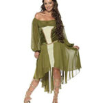 elfa disfraz elfas adultas traje vestido elfa del bosque corto verde beige