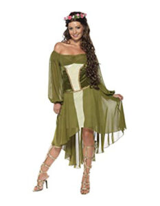 elfa disfraz elfas adultas traje vestido elfa del bosque corto verde beige