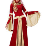 elfa disfraz elfas adultas traje vestido medieval rojo largo