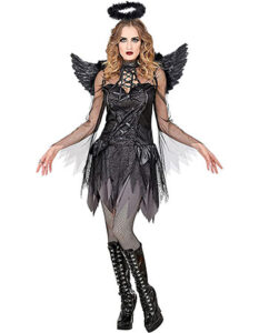 Disfraz de Elfo para Halloween mujer barato elfa oscura original idea negro gris vestido gotico