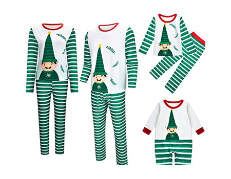 pijamas elfo mujer hombre niño niña bebe navidad
