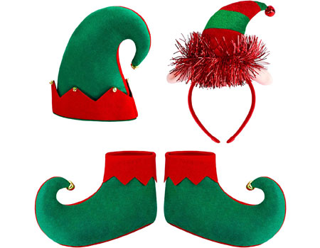 zapatos de elfo navidad gorro y diadema
